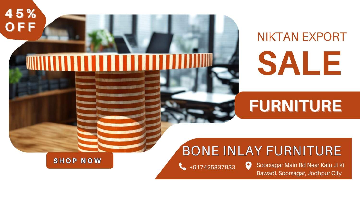 Handcrafted bone inlay and wooden furniture by Niktan Export showcased for global interiors