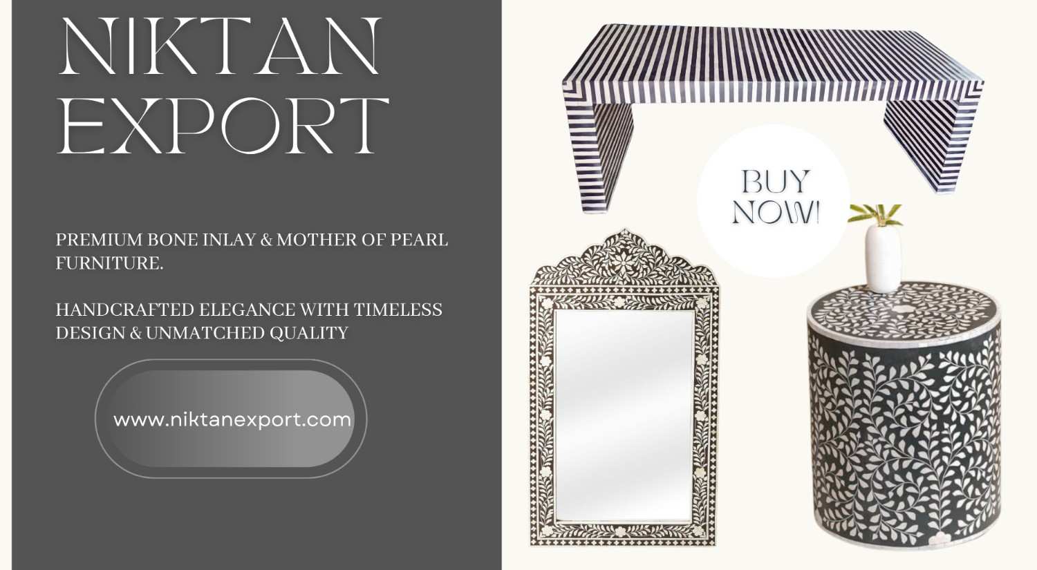 Handcrafted Bone Inlay and Mother of Pearl Furniture by NIKTAN EXPORT – Premium artisan-made home décor with timeless elegance and global shipping