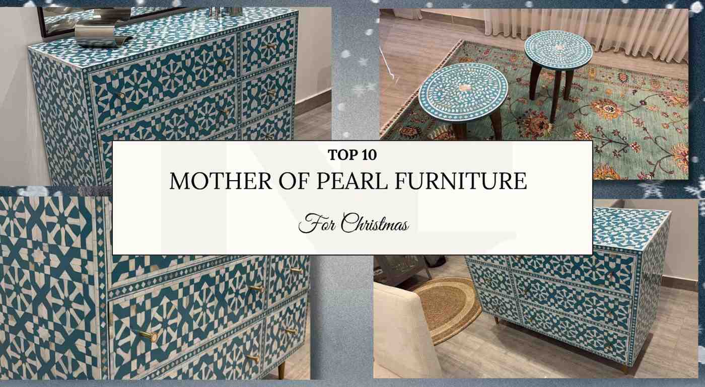 Handmade premium Mother of Pearl chest of drawers with floral inlay design