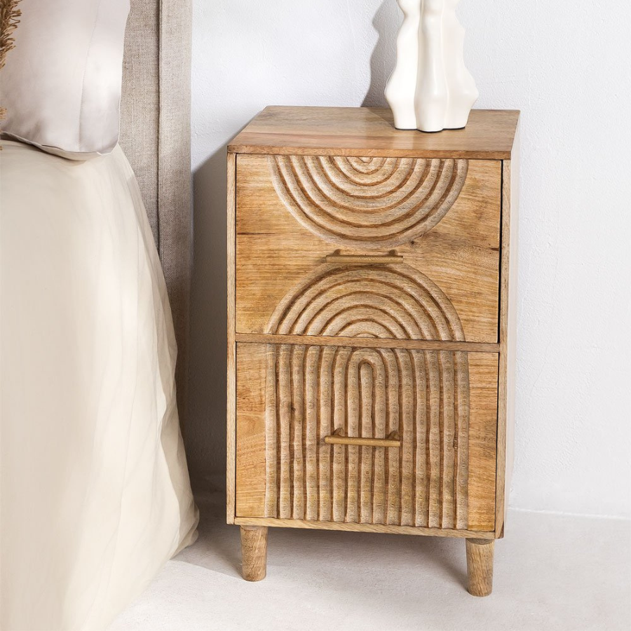 Handcarving Boho Design Bedside Table - NikTan Export