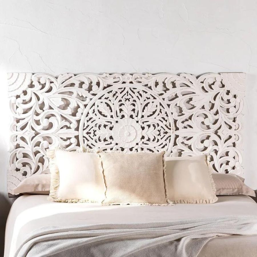 Solid Wood White Headboard