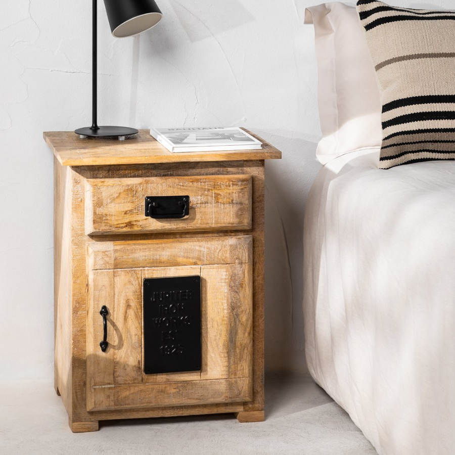 Industrial Osin Wood Bedside Table - NikTan Export