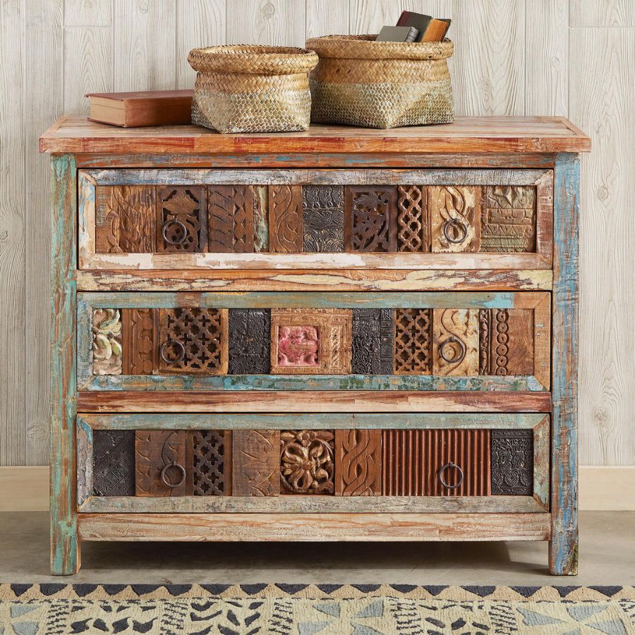 Sangariya Reclaimed Carved Wood Dresser