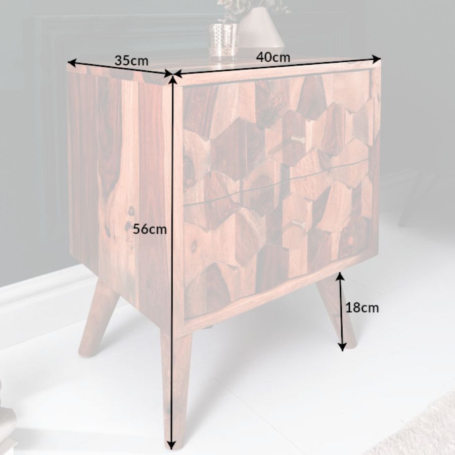 Solid Wood Bedside Table MYSTIC LIVING 40cm