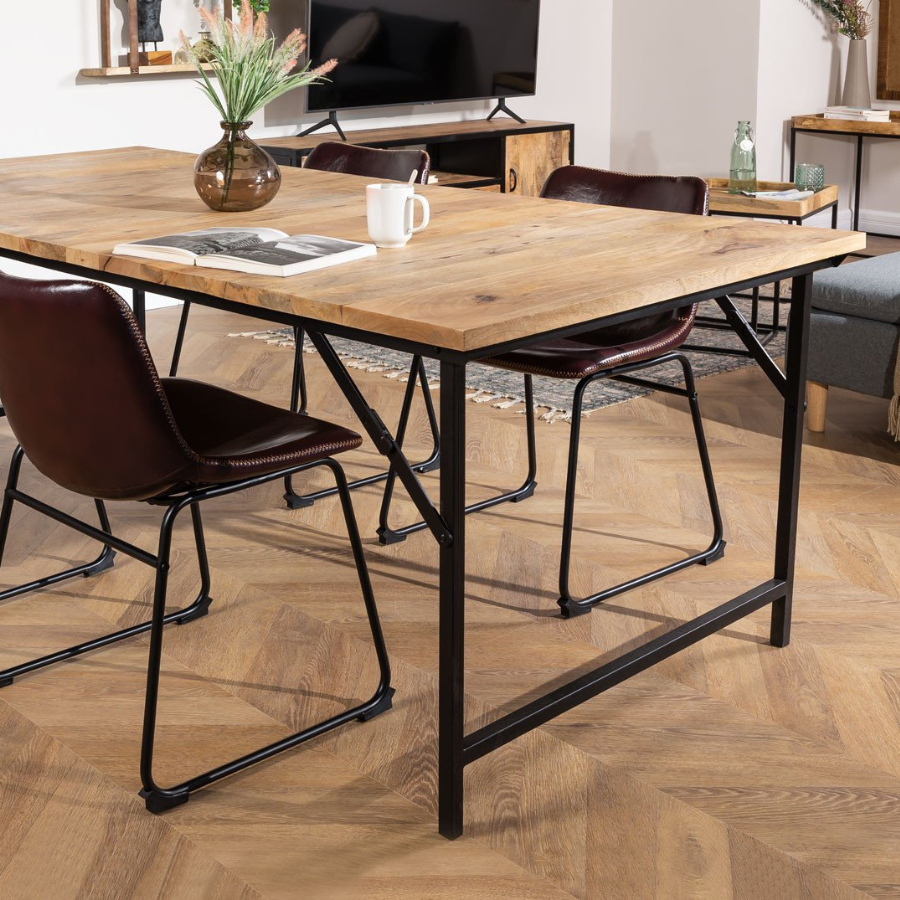 Rectangular Folding Dining Table in Solidwood and Steel (200x100 cm)