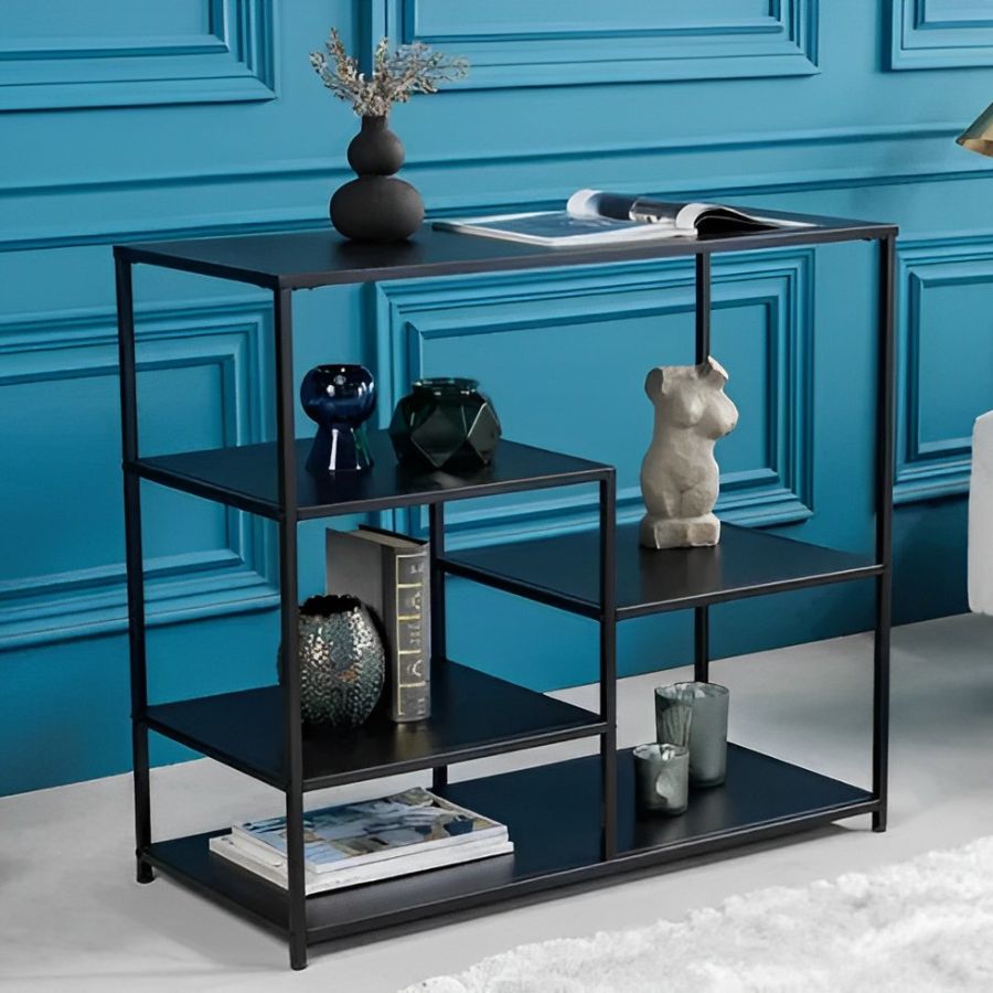 Industrial shelf Iron 90cm Black Metal Console Table - NikTan Export