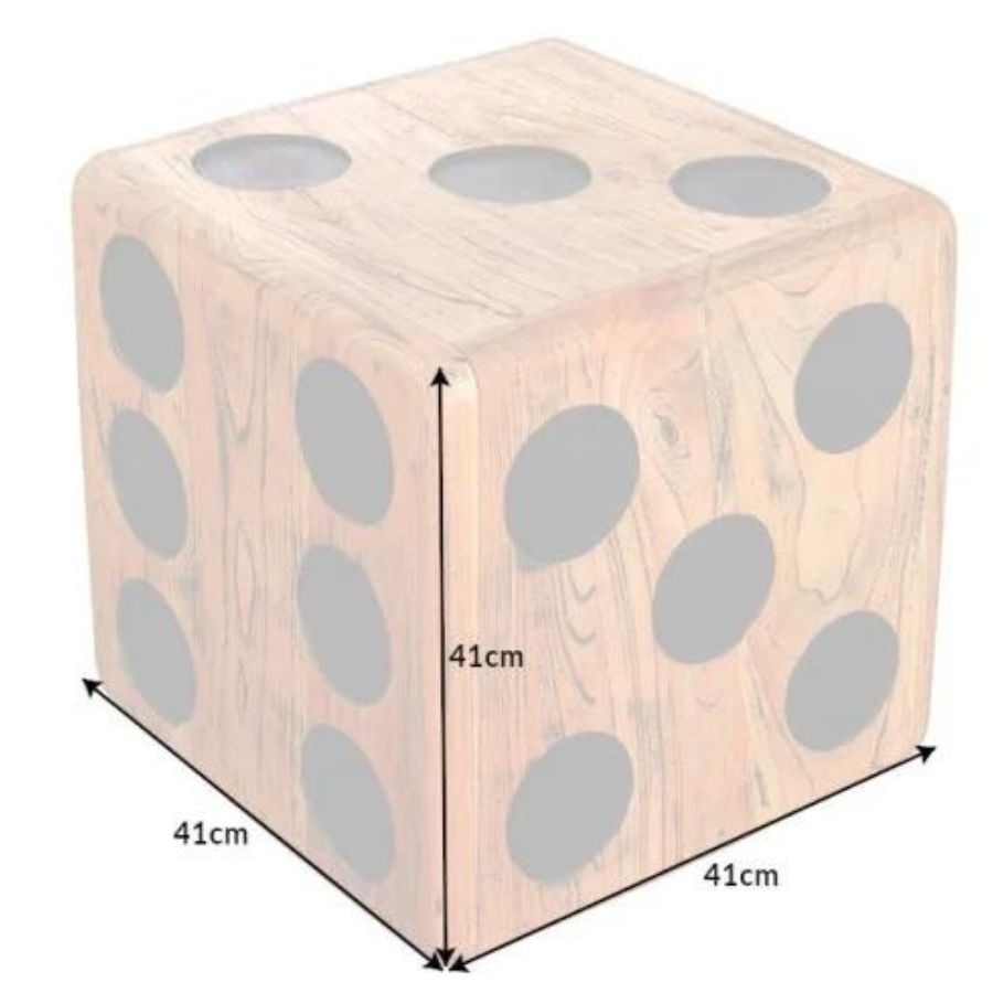 Solid Cube Natural Mindi Wood Side Table Stackable 41cm