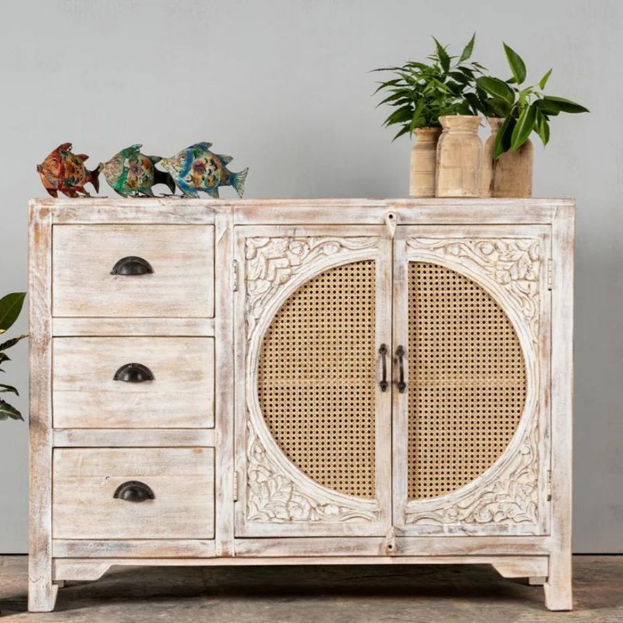 HandCarved Cane Sideboard - NikTan Export