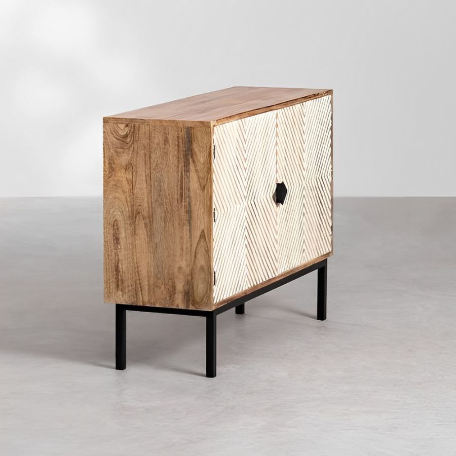 Solid Wood Geometric Sideboard