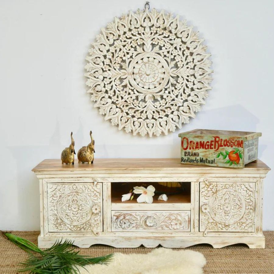 Hand carved Osinta Mango wood TV-Unit - NikTan Export