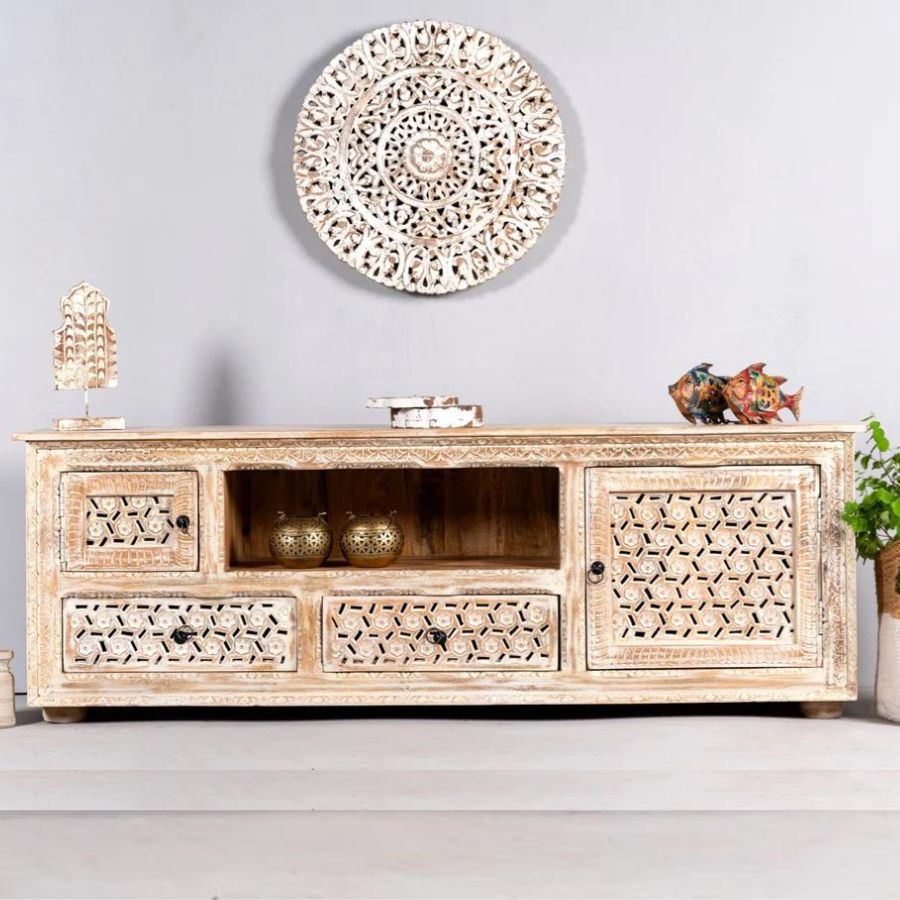 Jaali Carved Style Tv-Unit - NikTan Export