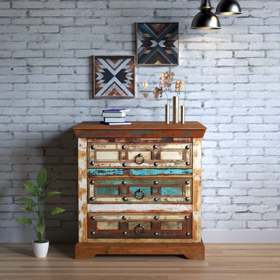 Sangariya Reclaimed Wood Chest Of Drawers In Distress Finish