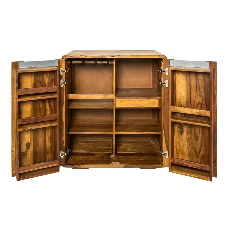 Solid Sheesham Bar Cabinet CUBUS  Stone Finish