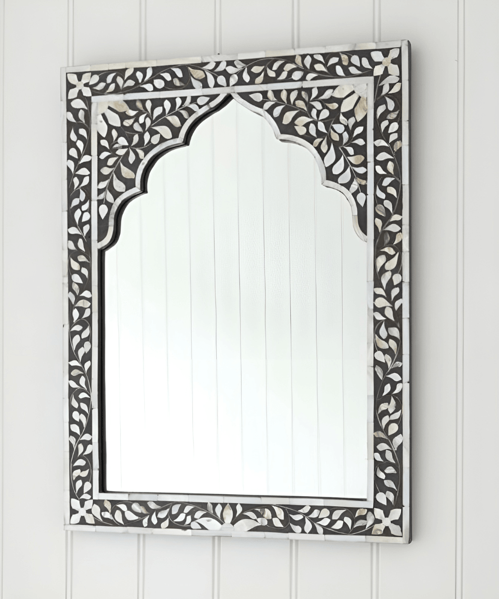 Niktan Export Mother of Pearl Mirror Exquisite Artisanal Craftsmanship Handcrafted - NikTan Export