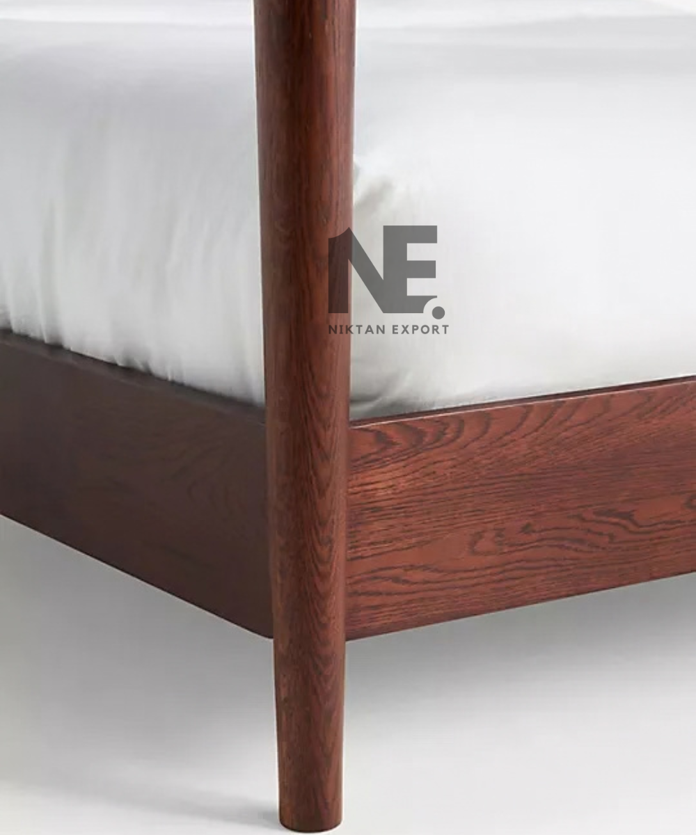Front view of a traditional dark brown bed frame