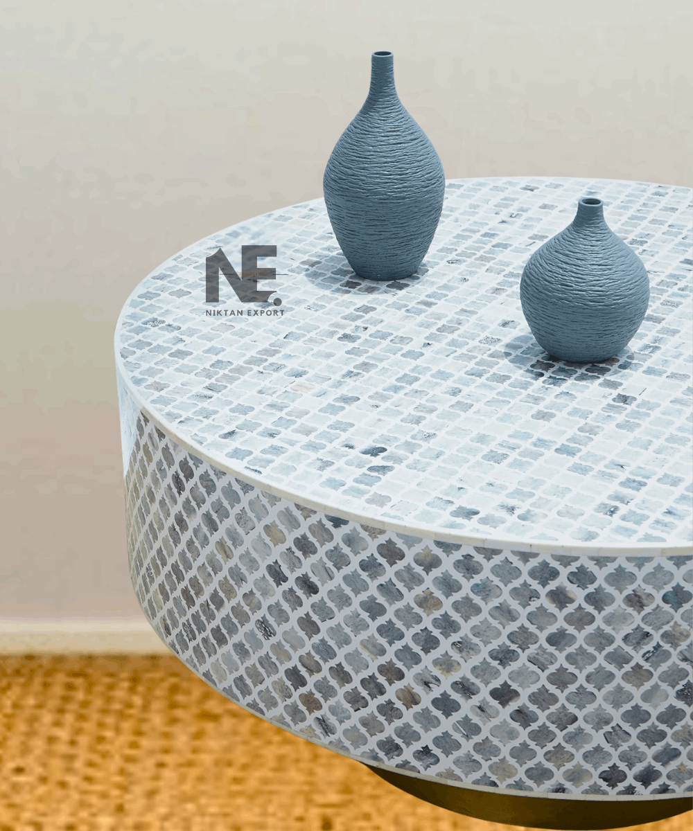 Artisanal Detail – Bone Inlay Top Close-Up