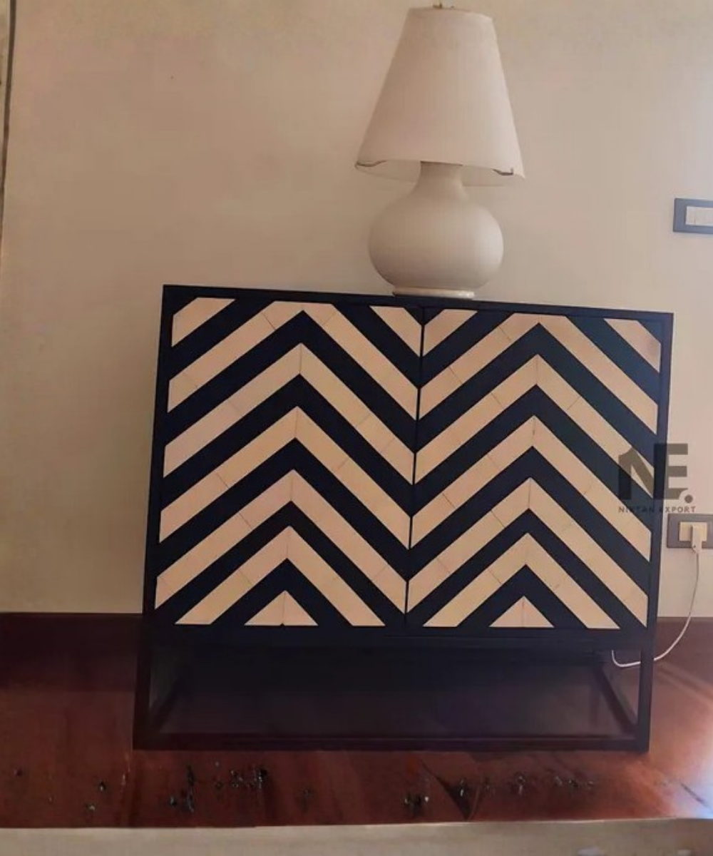 Black and white bone inlay sideboard