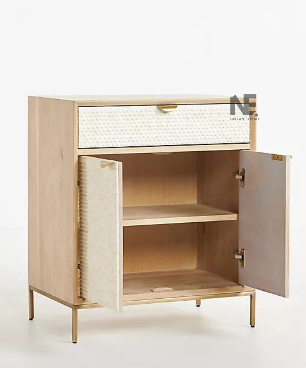 Cream cabinet with one drawer and two lower doors