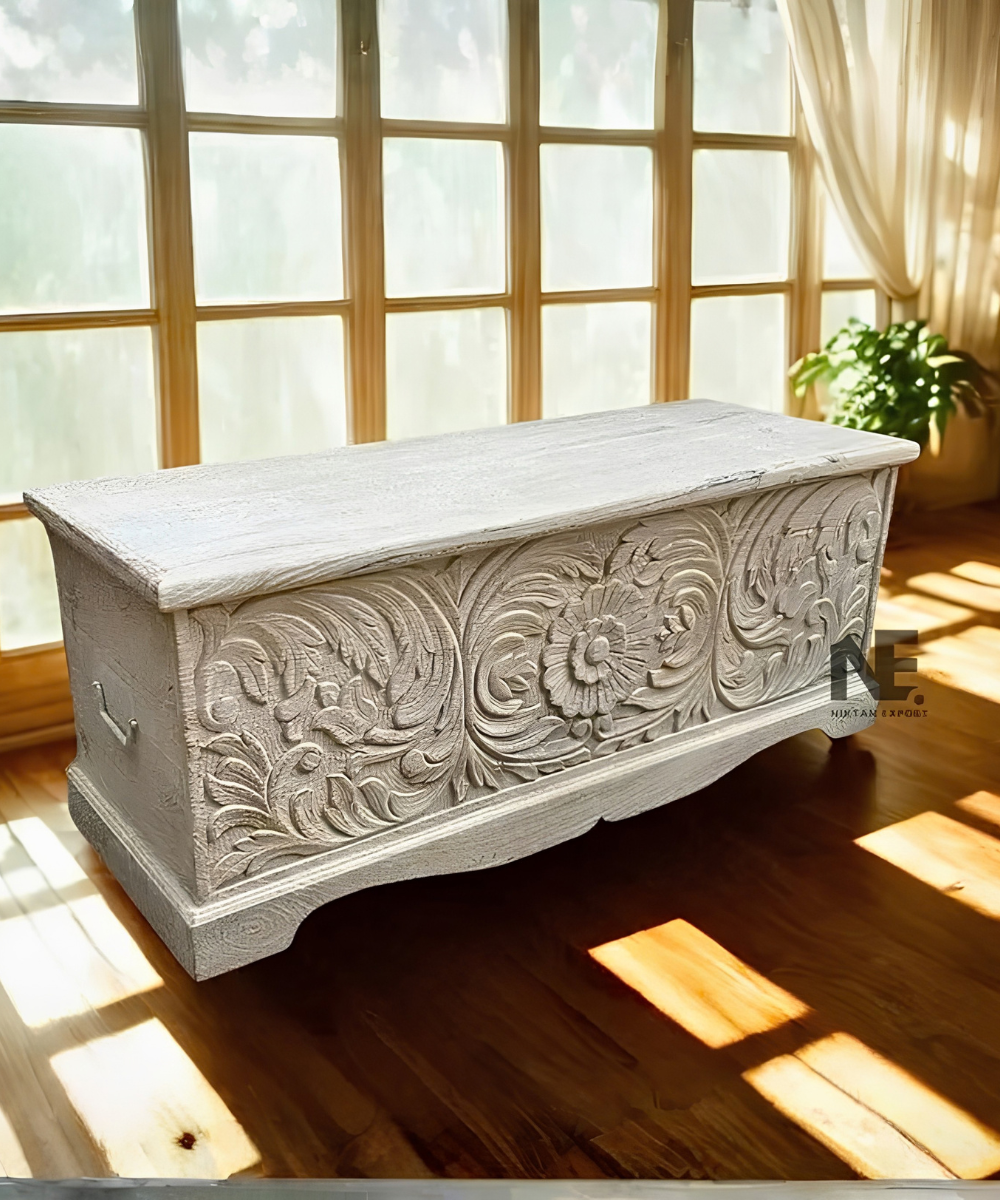 Solid mango wood bench and table furniture set