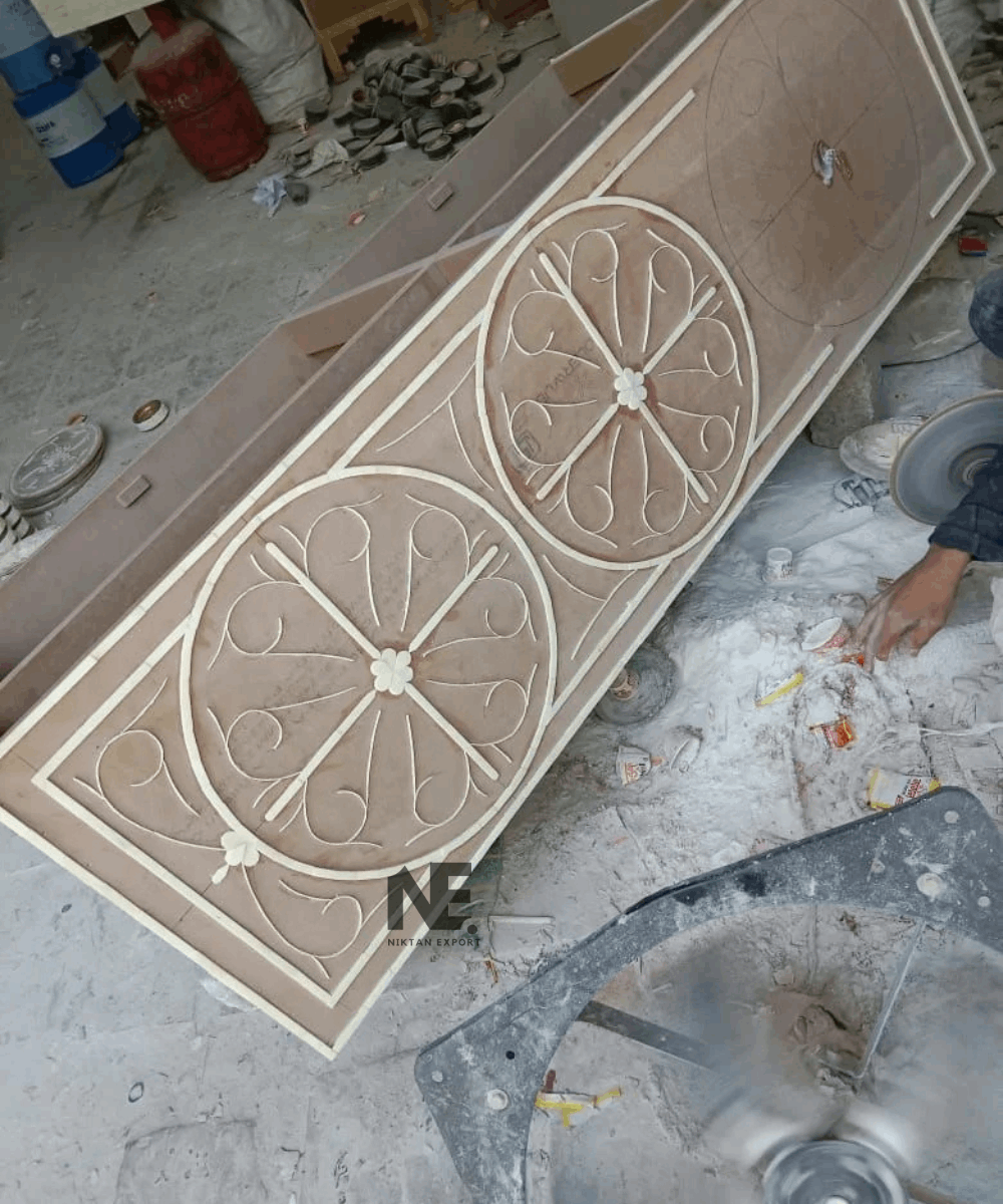 Raw Top-down view of the polished bone inlay surface