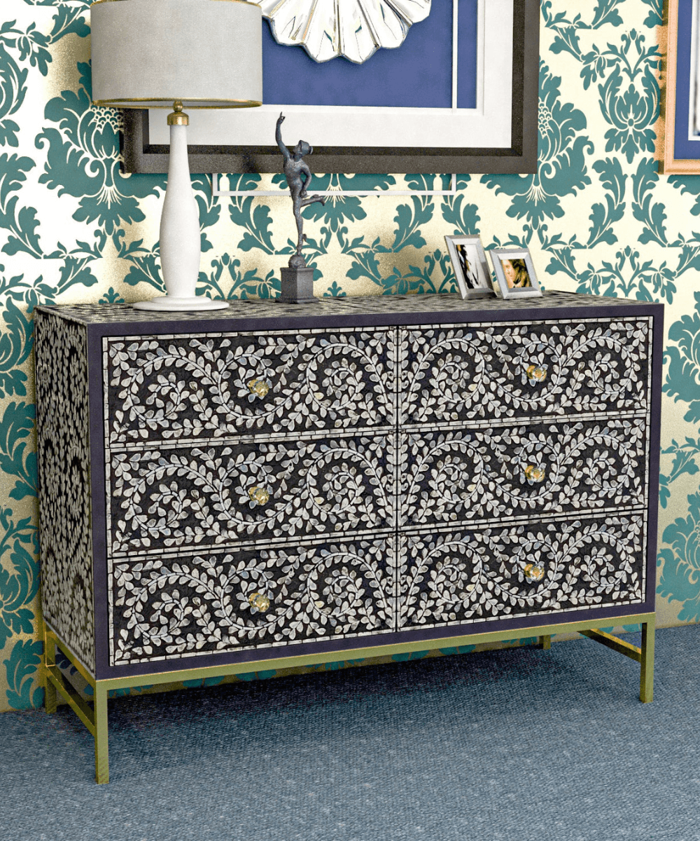 Niktan Export Mother of Pearl Chest of Drawers Vine - NikTan Export