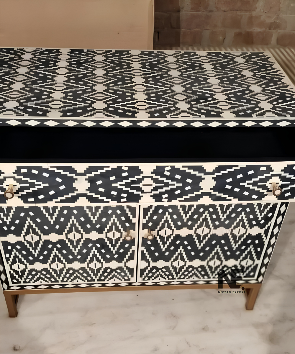 Handmade bone inlay storage chest