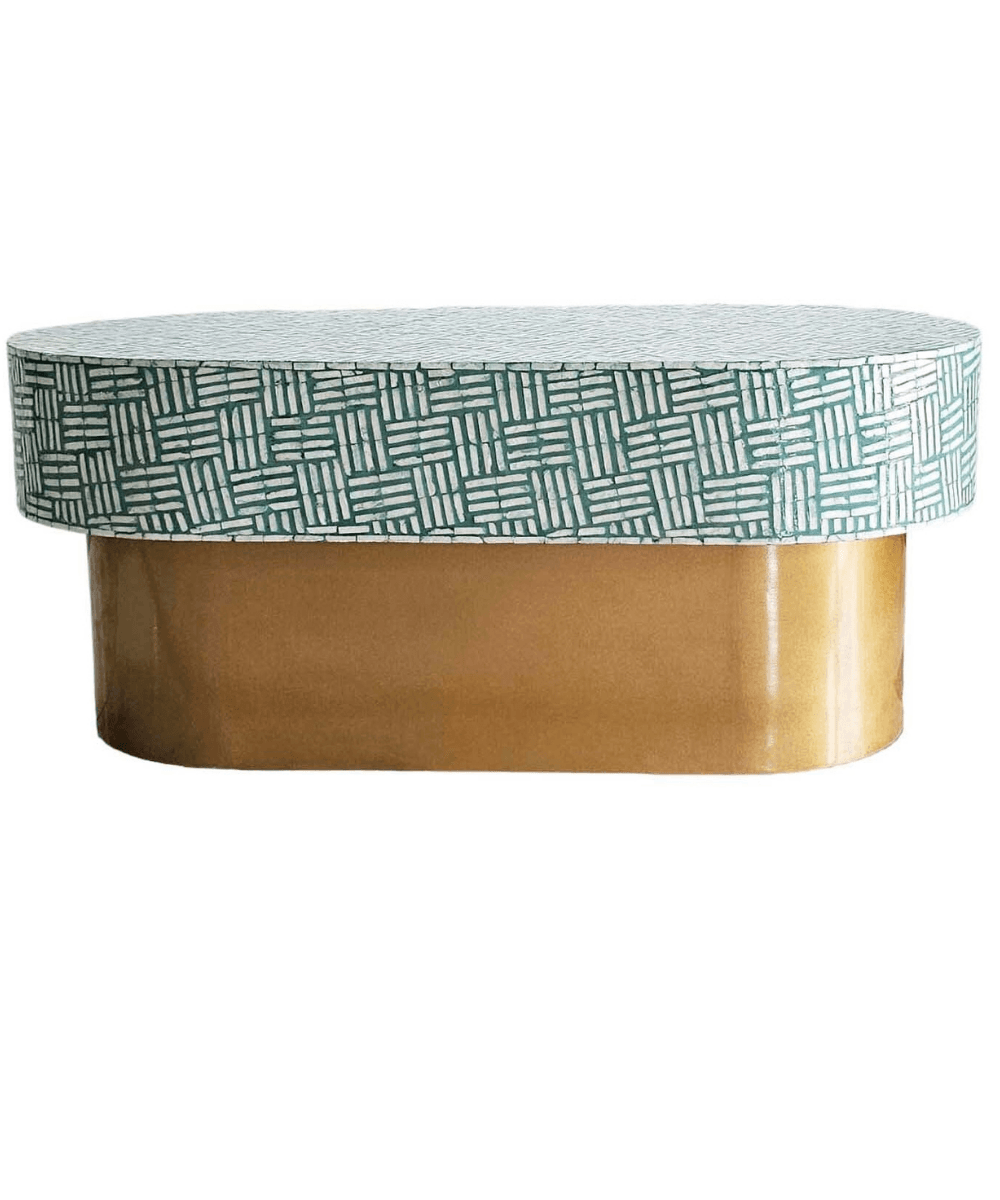 Niktan Export Mother of Pearl Oval Coffee Table Striped - NikTan Export