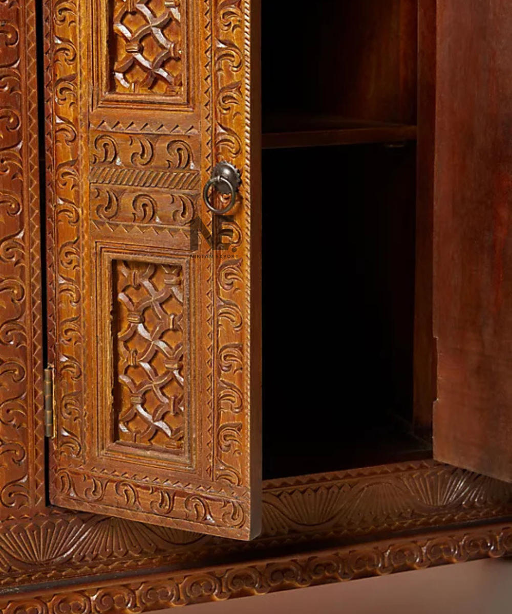 Ornamental borders on traditional carved wooden furniture
