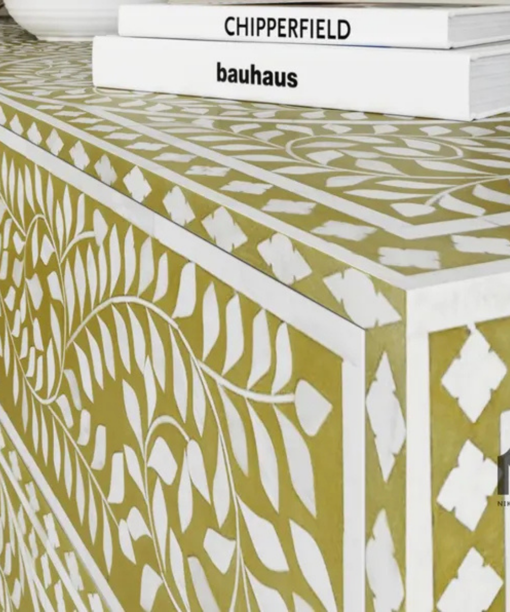 Yellow and white bone inlay sideboard