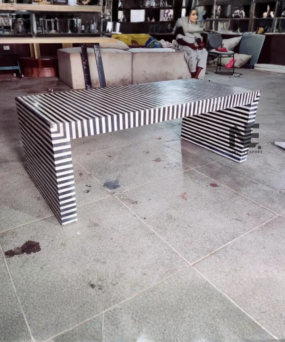 Handmade bone inlay console table