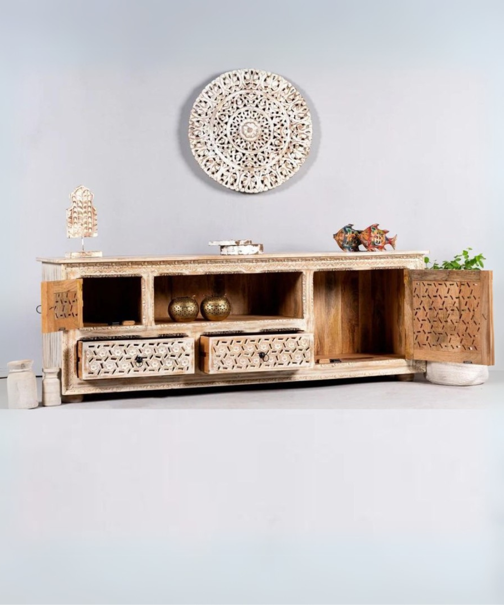 Open cabinet showing storage space