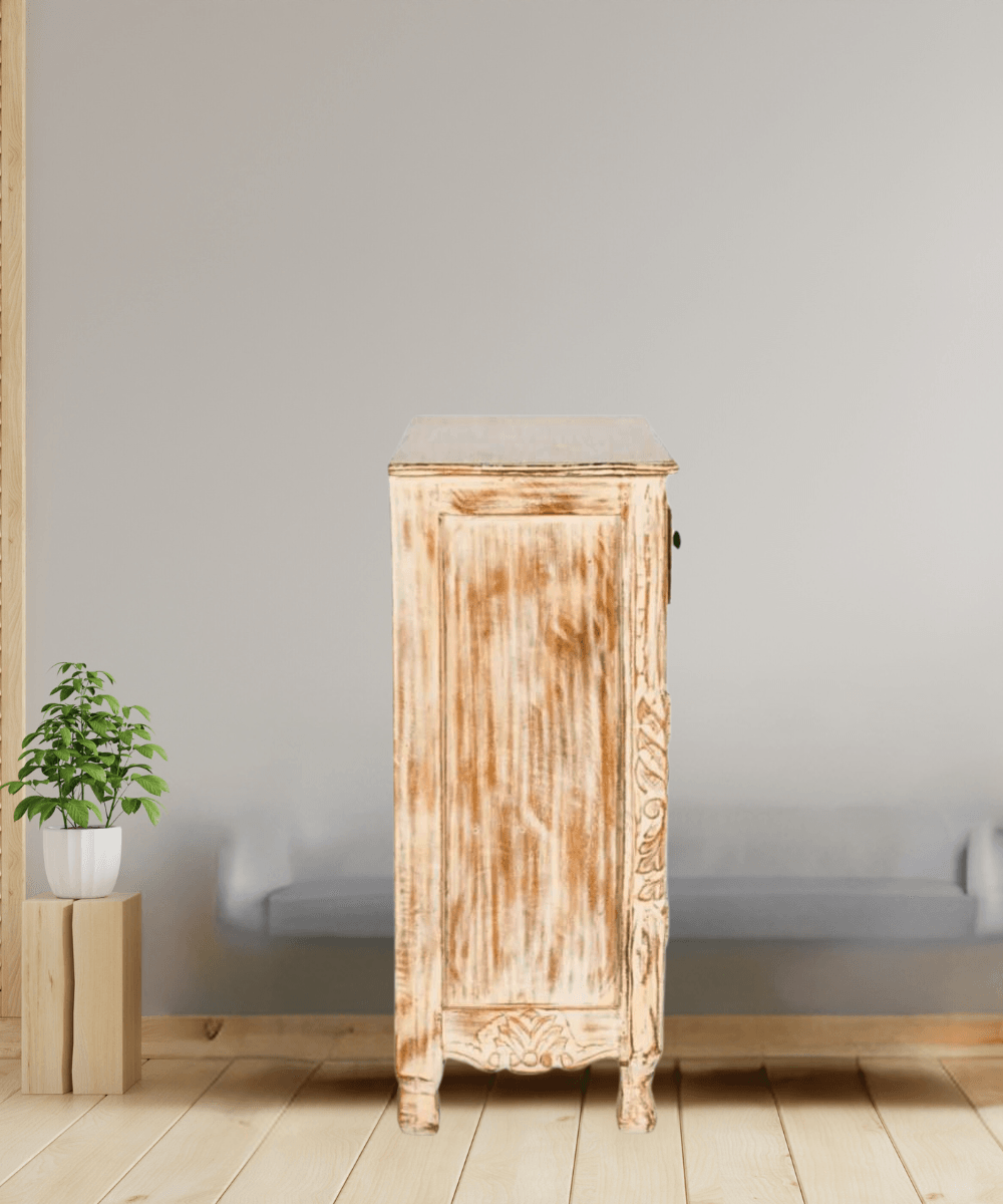 Niktan Export Solid Wood Cabinet Rustic Distress with Intricate Drawers - NikTan Export