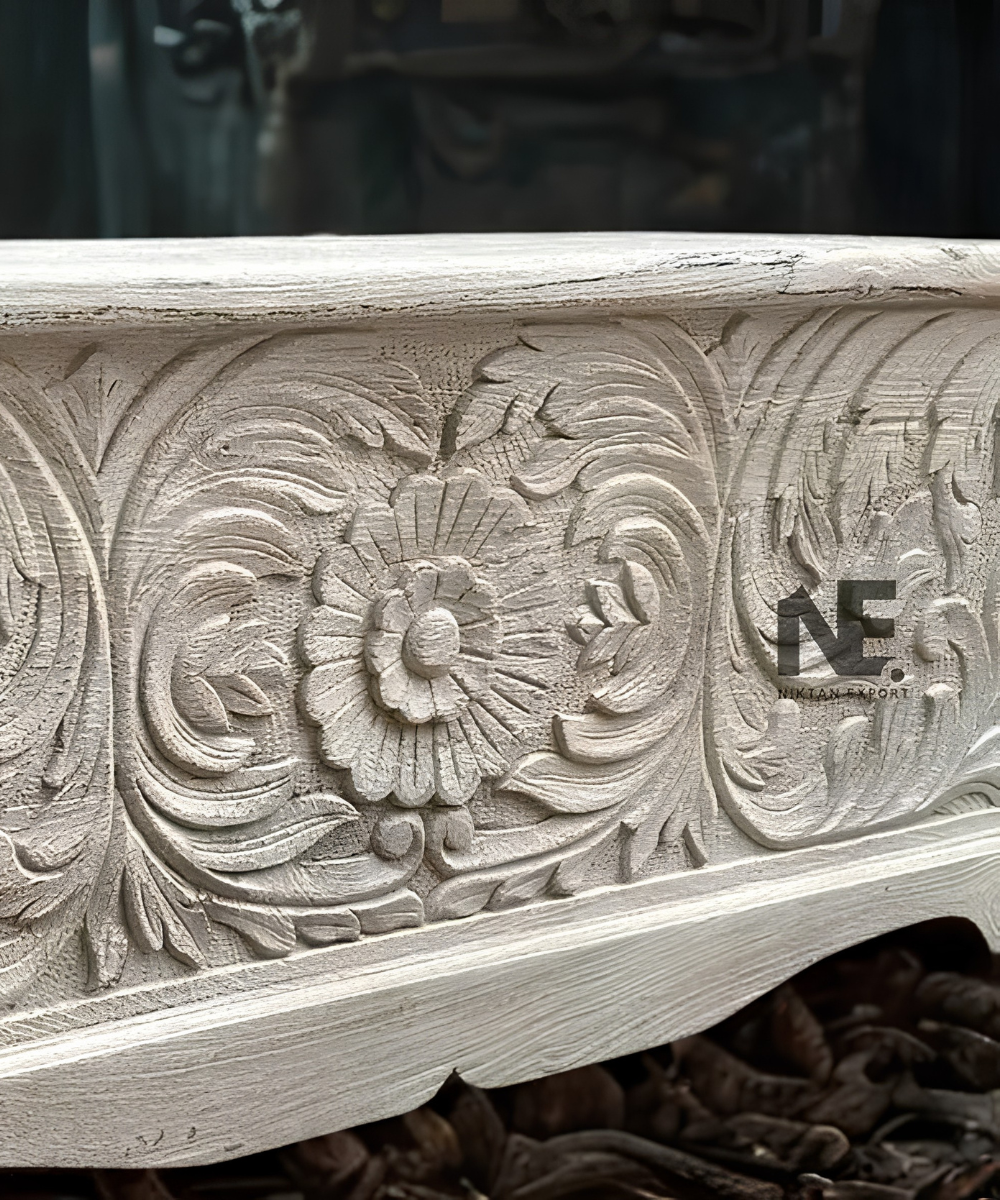 Rustic hand-carved wooden bench furniture