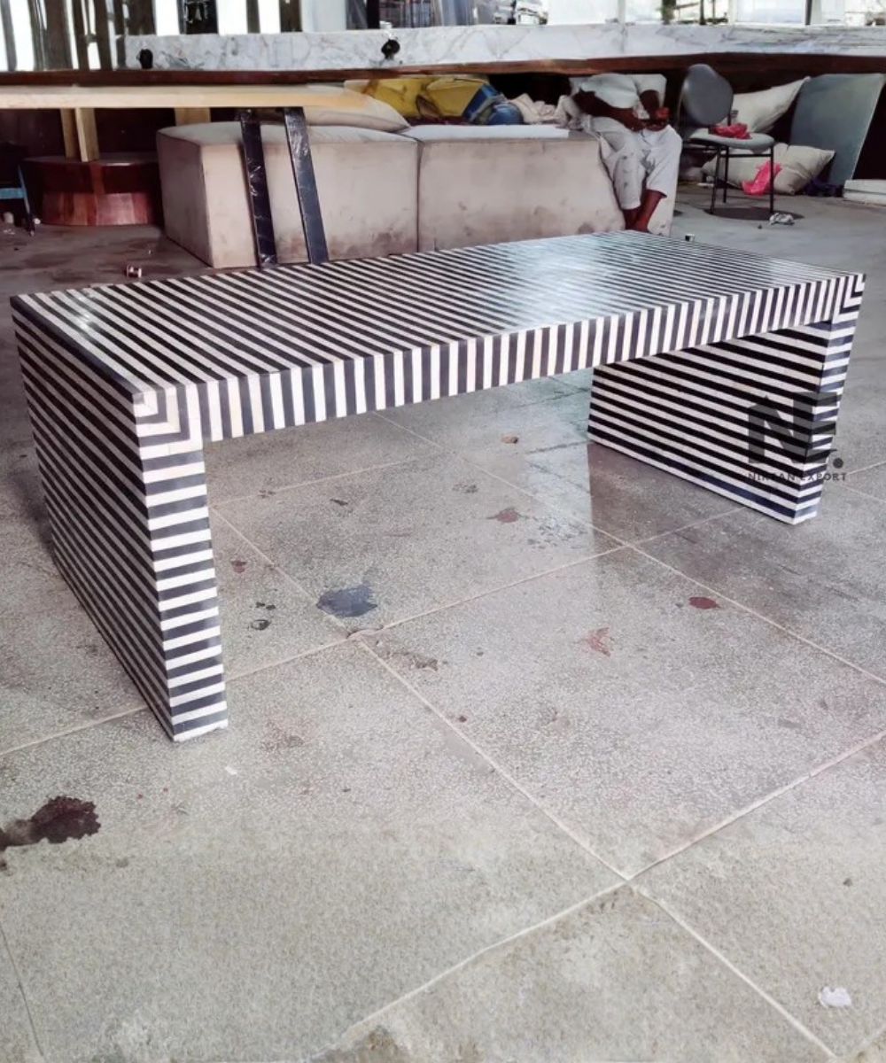 Bone inlay rectangular console table