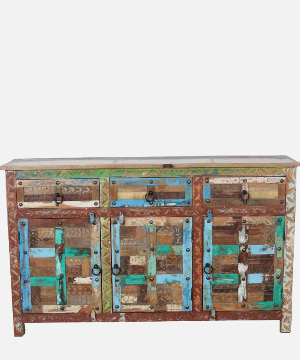 Detail of hand-painted distress finish