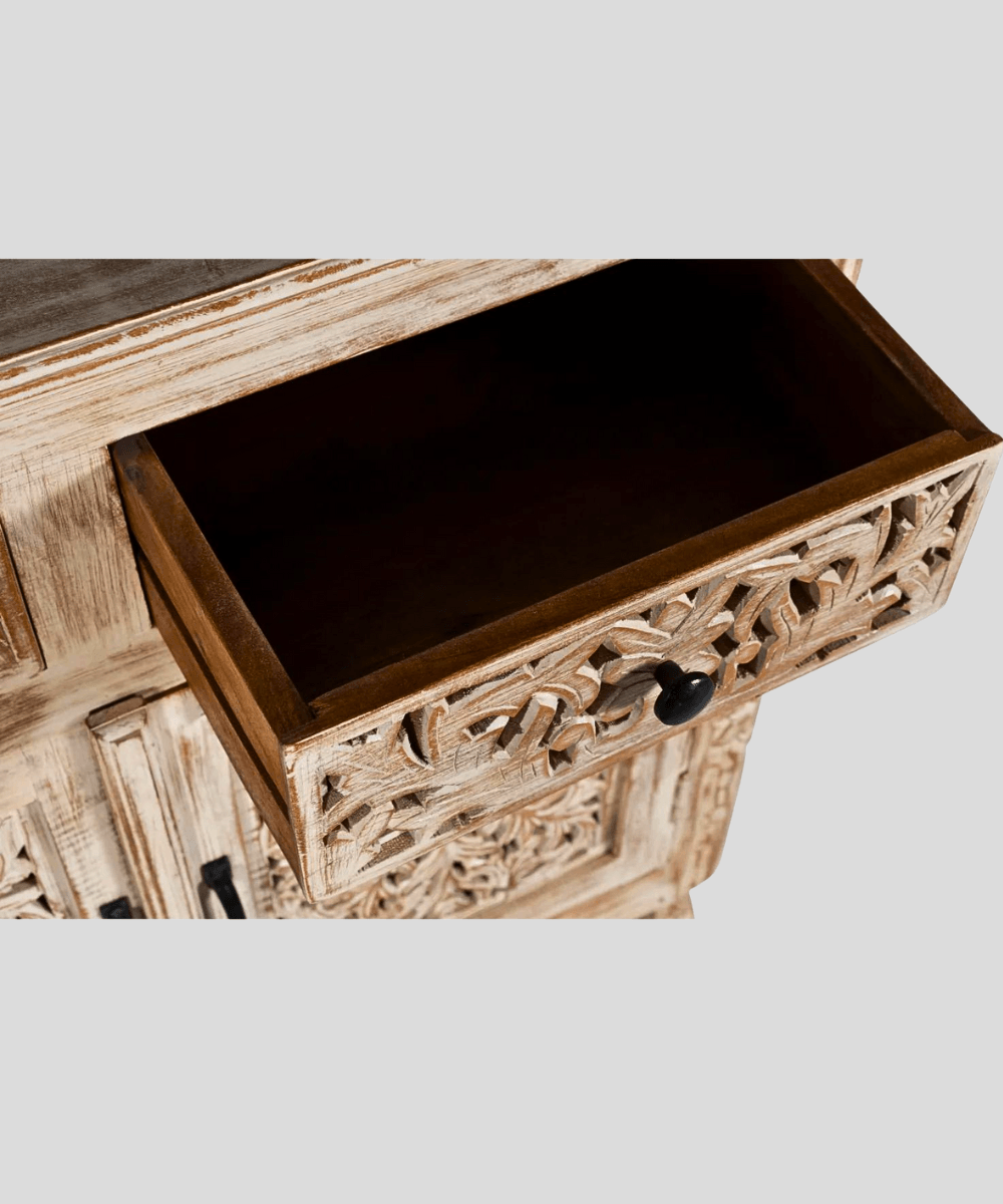 Niktan Export Solid Wood Cabinet Rustic Distress with Intricate Drawers - NikTan Export