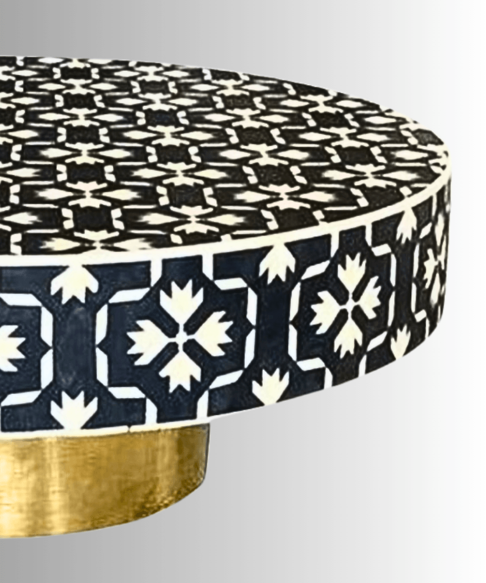 Niktan Export Black Bone Inlay Round Coffee Table - NikTan Export