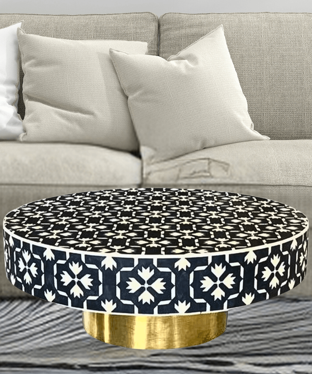 Niktan Export Black Bone Inlay Round Coffee Table - NikTan Export