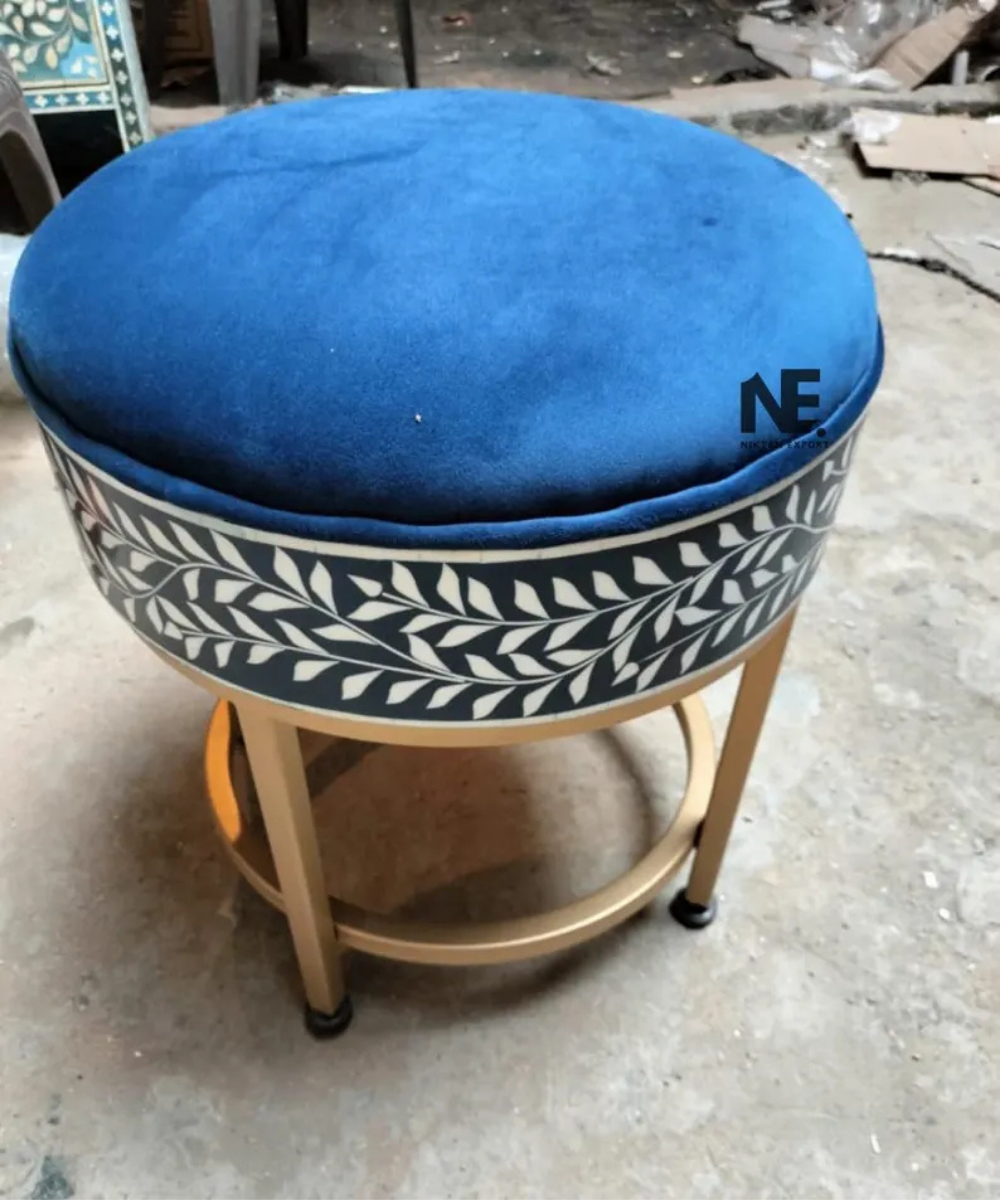 Handmade navy blue vanity table with storage drawer