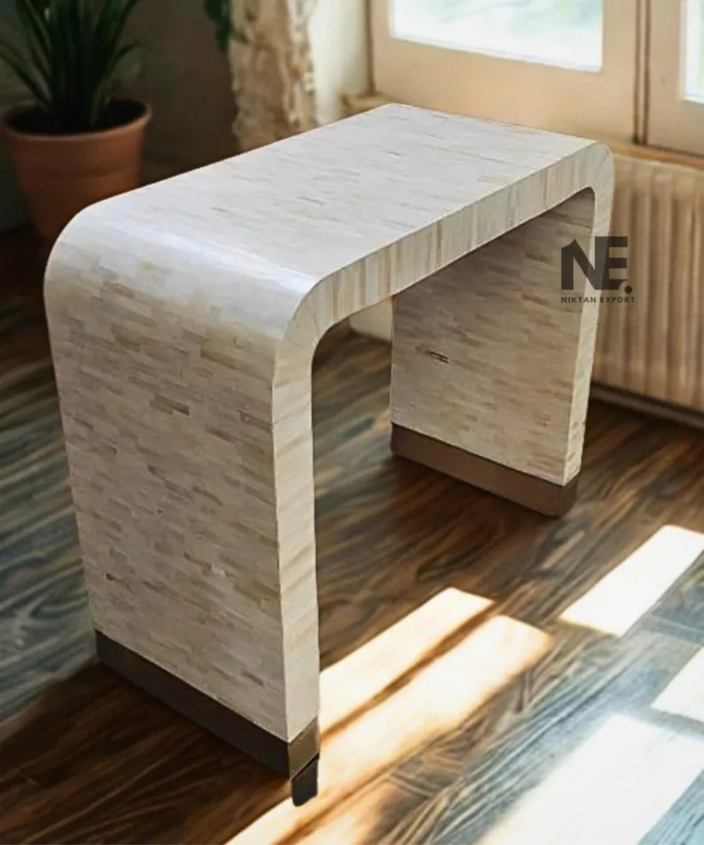 Handmade bone inlay entryway console table