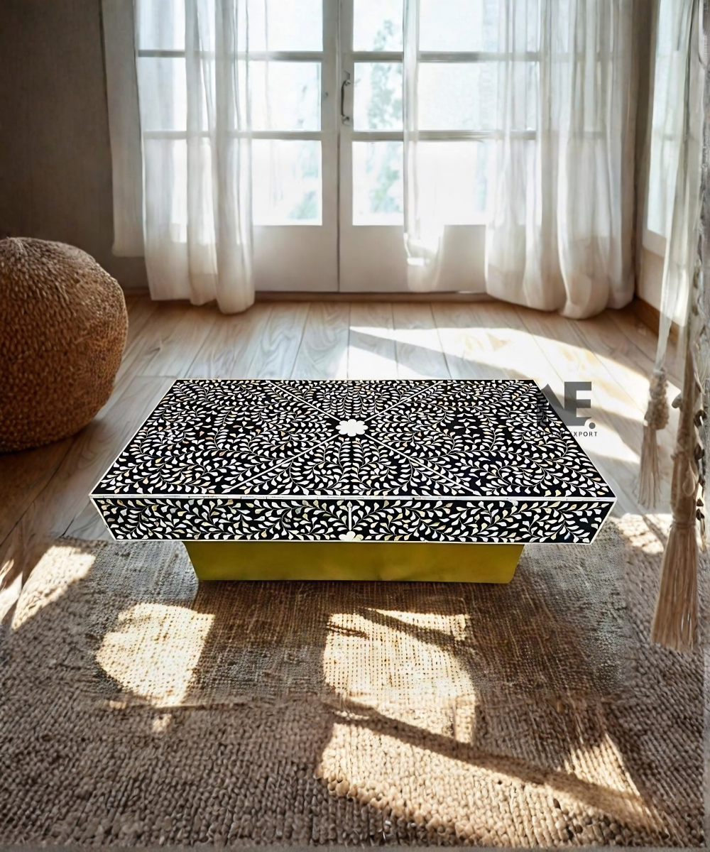 Floral mother of pearl coffee table handmade