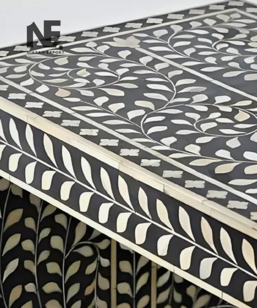 Handcrafted bone inlay console furniture from India