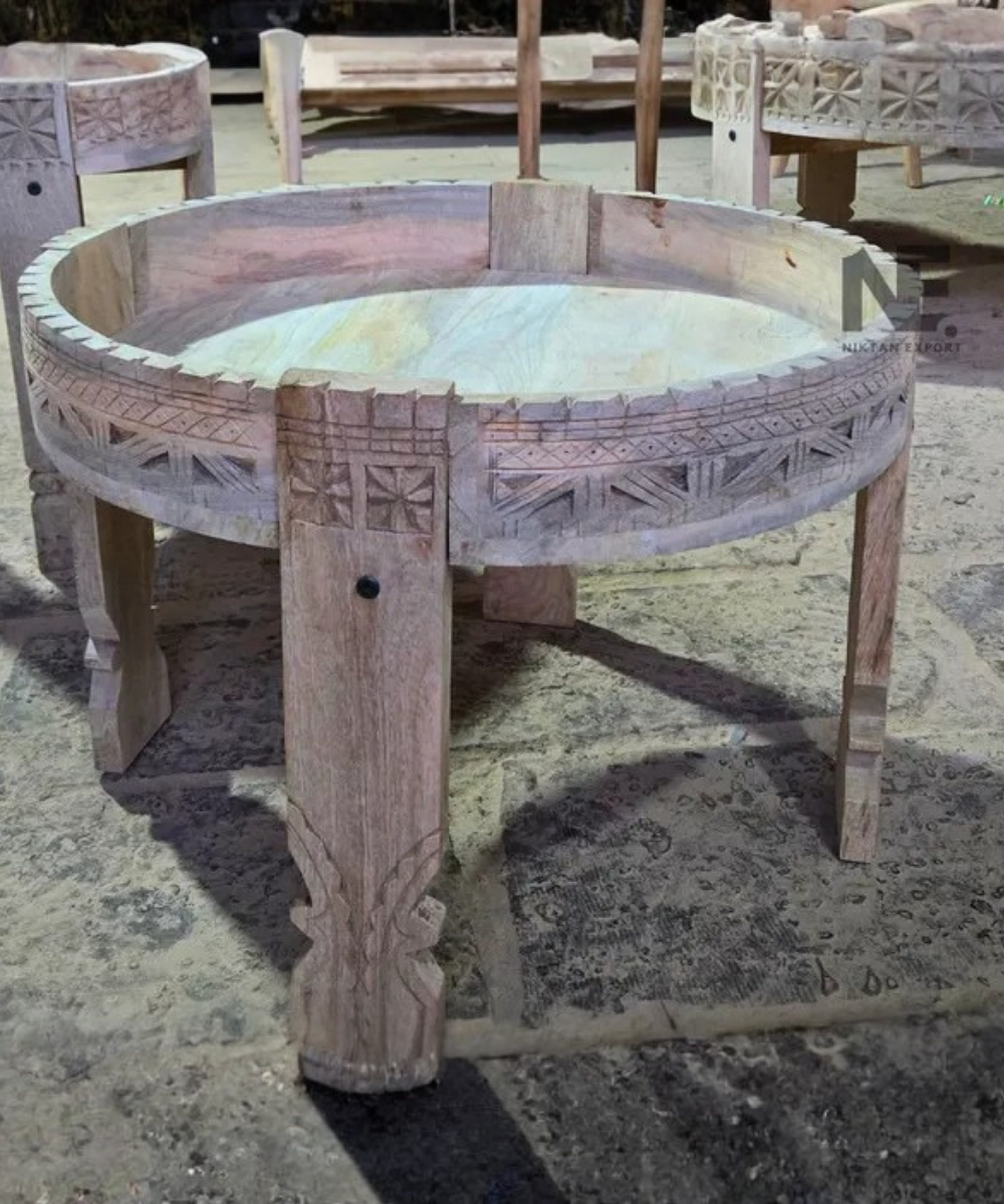 Traditional Indian grinder table inspired coffee table
