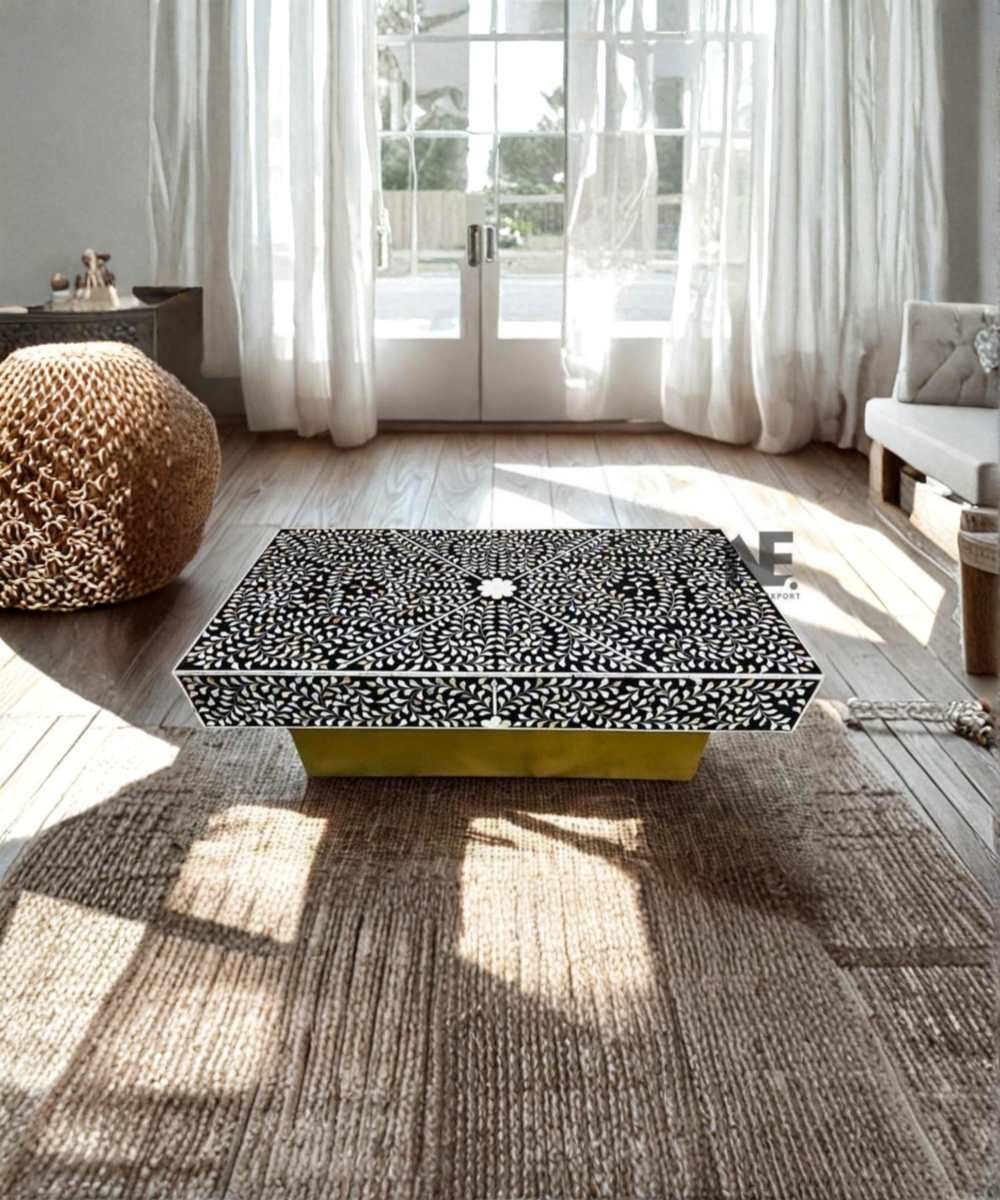 Handmade mother of pearl inlay coffee table