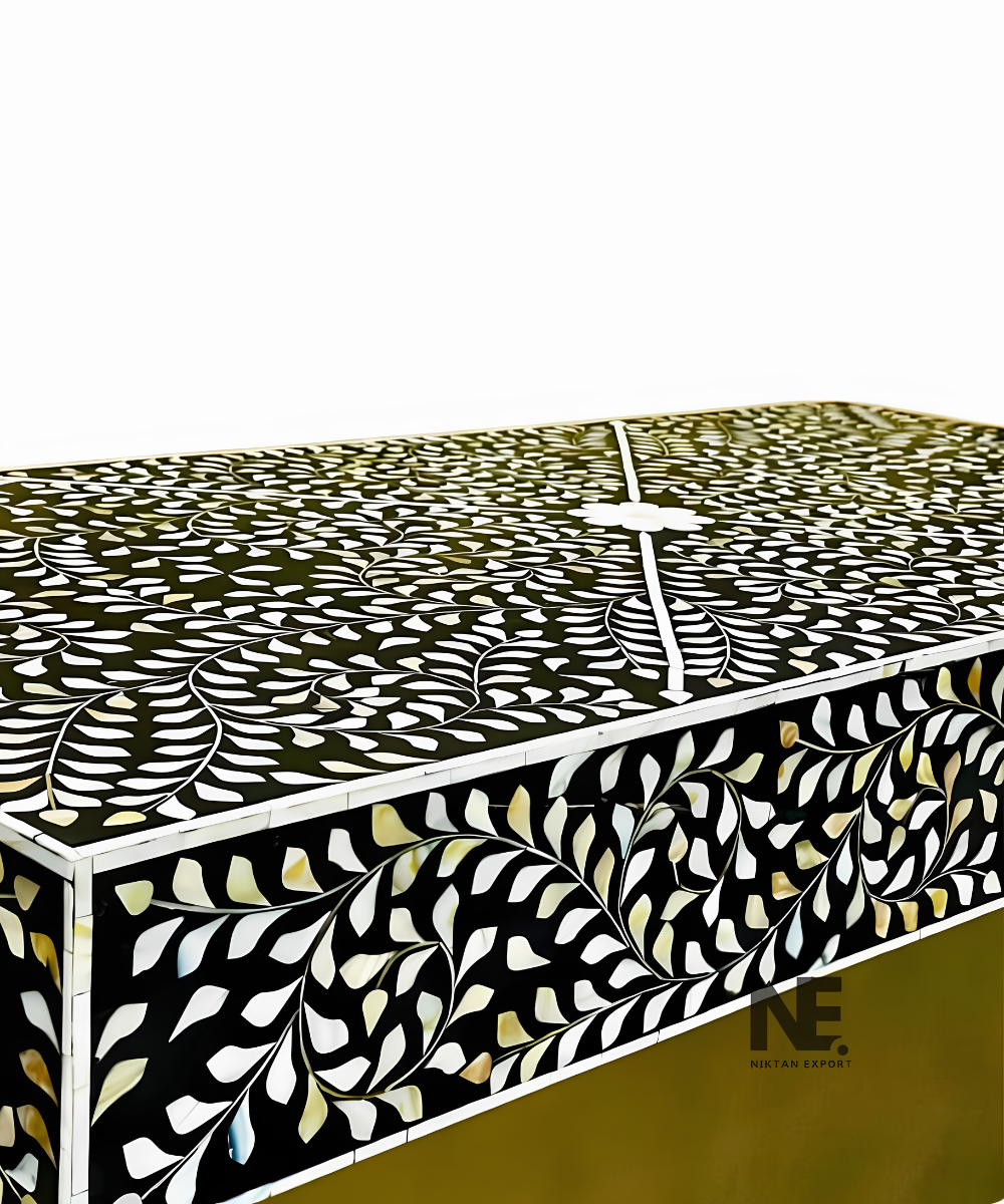 Round floral mother of pearl coffee table