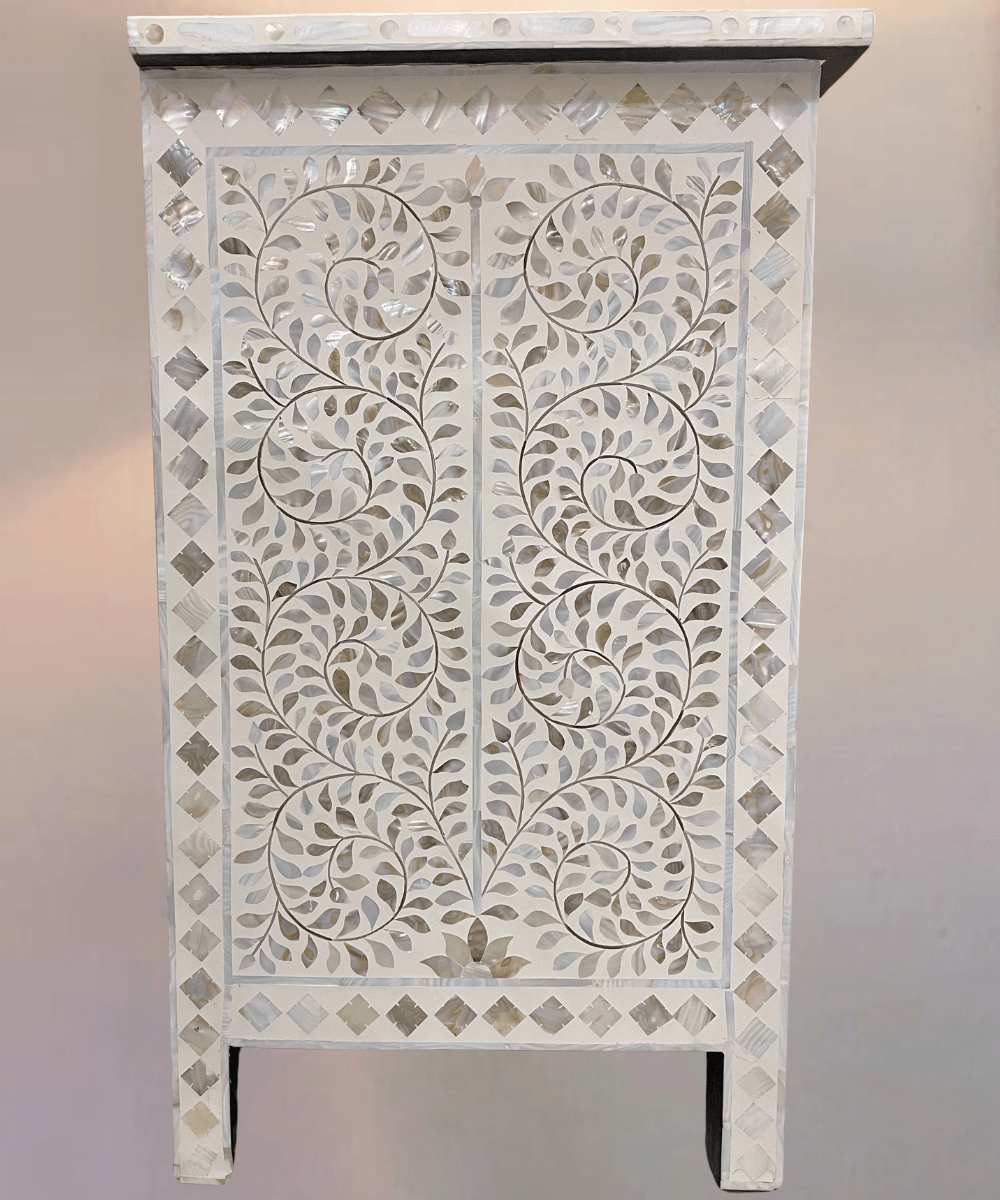 Niktan Export Mother of Pearl Inlay Sideboard Off White Floral Design - NikTan Export