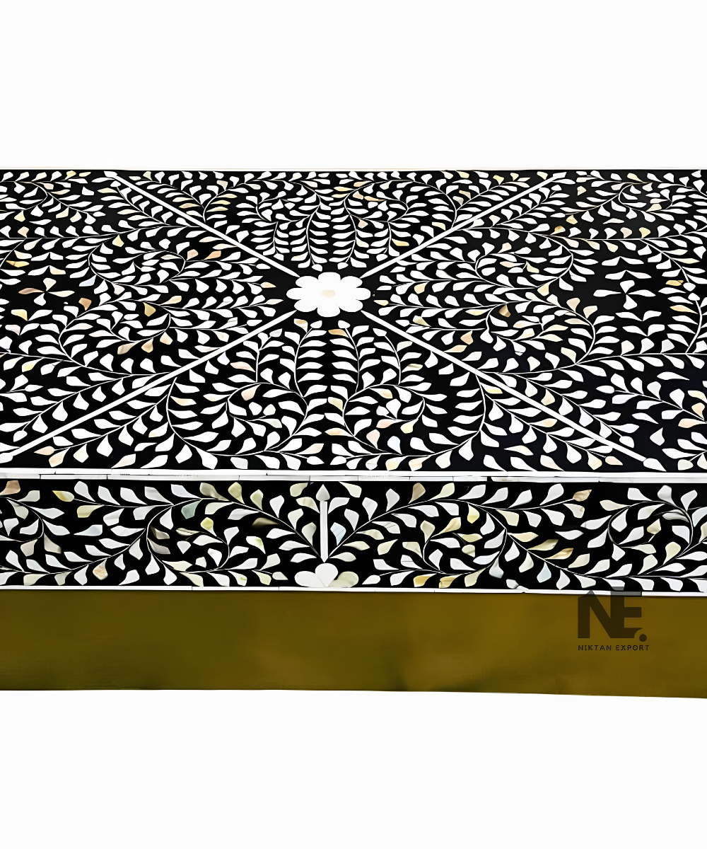 Mother of pearl floral inlay coffee table