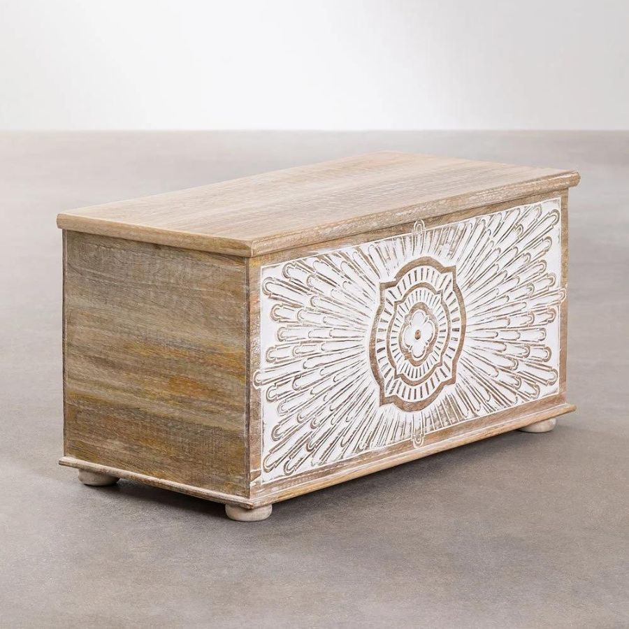 Solid Wood Trunk Songos Color - Vintage White