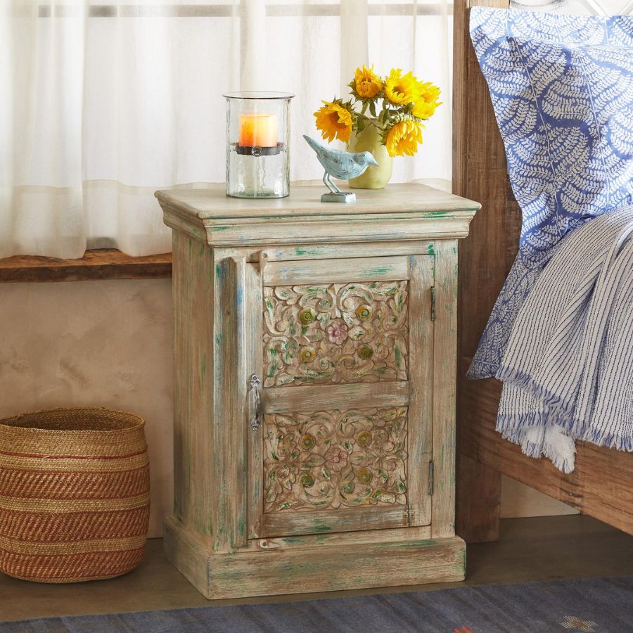 Sangariya Distressed Wooden Side Table