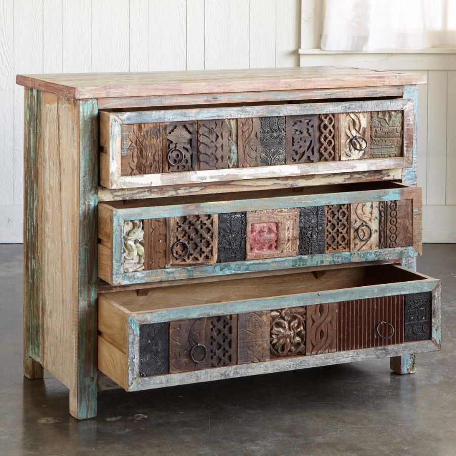 Sangariya Reclaimed Carved Wood Dresser